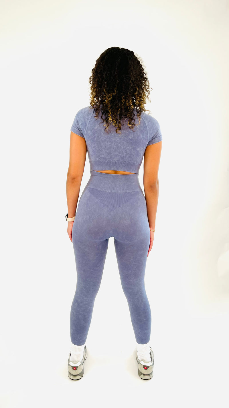 Cloud Crop Top Legging Set- Lagoon Blue