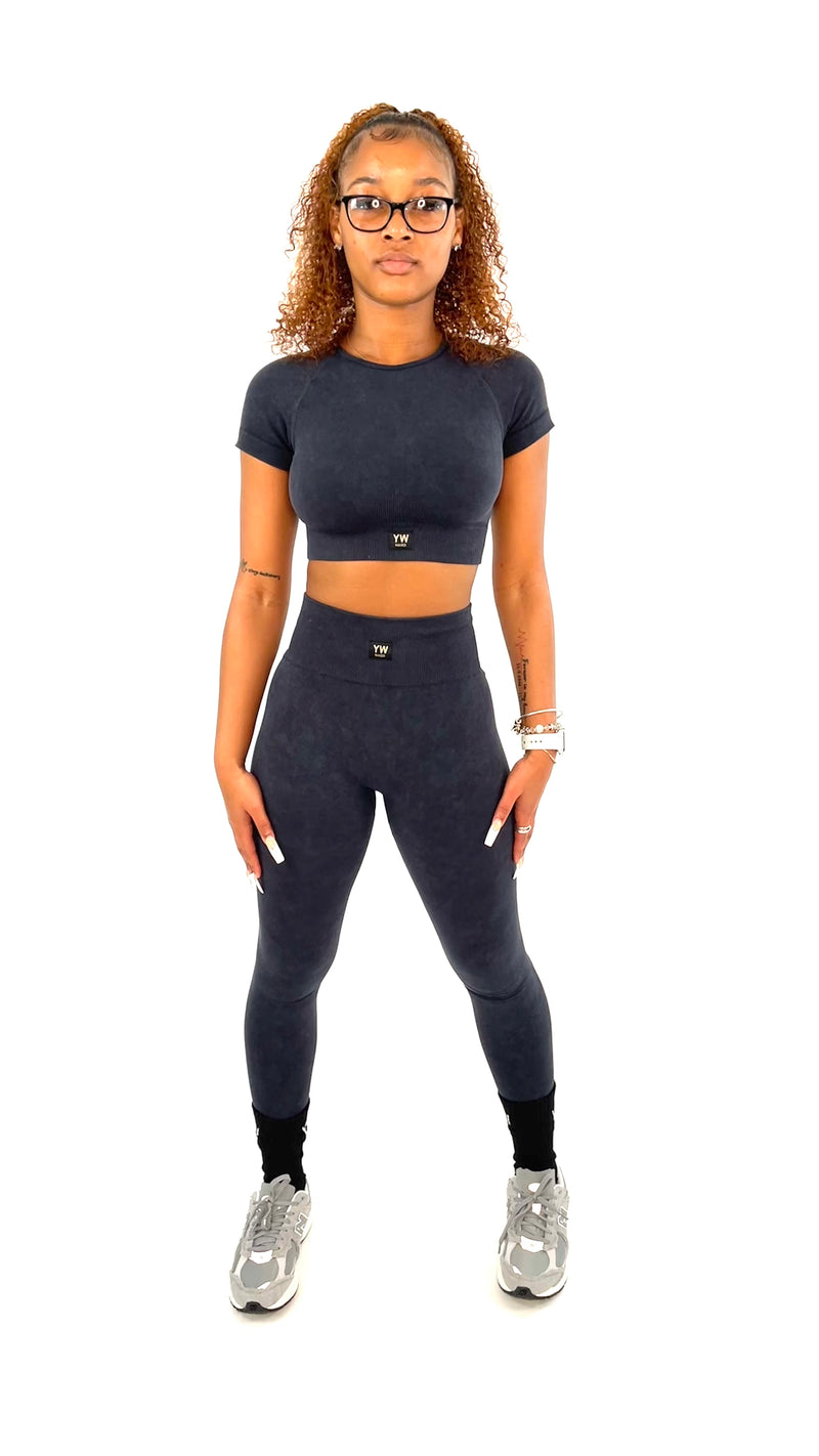 Cloud Crop Top Legging Set-Storm Black