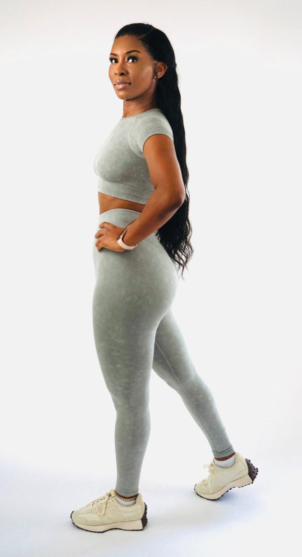 Cloud Crop Top Legging Set-Sage Green