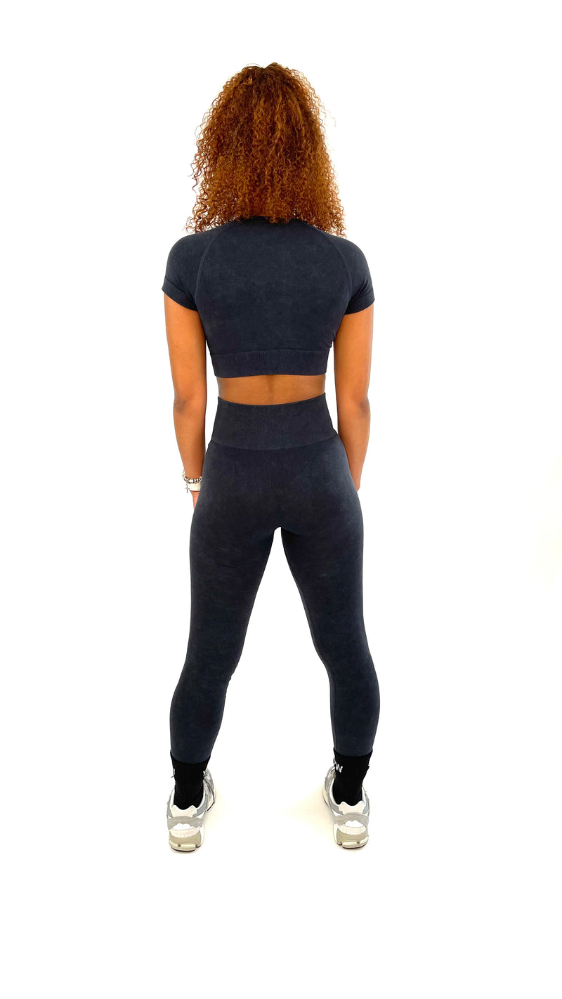 Cloud Crop Top Legging Set-Storm Black