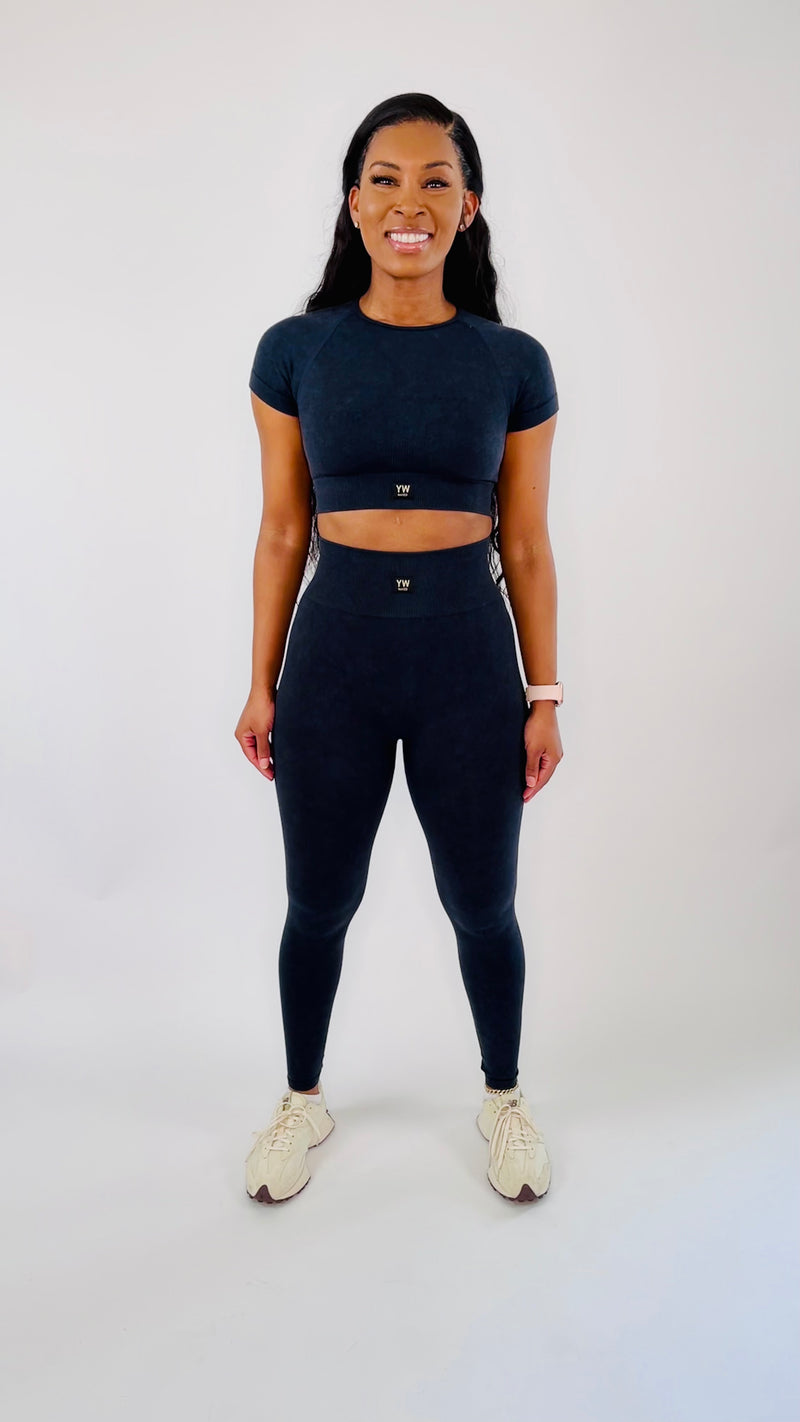 Cloud Crop Top Legging Set-Storm Black